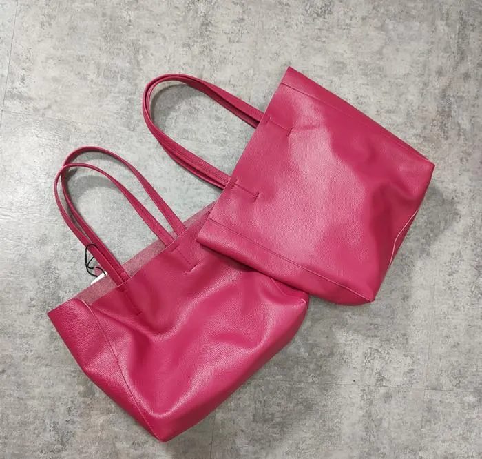 Fashion Genuine Orange Leather Tote Bag Rose Red Tote Purse Green Shoulder Tote Bag Handbag Tote For Women
