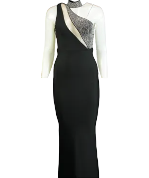 Fashion Nova Black Diamante One Shoulder Dress UK XS