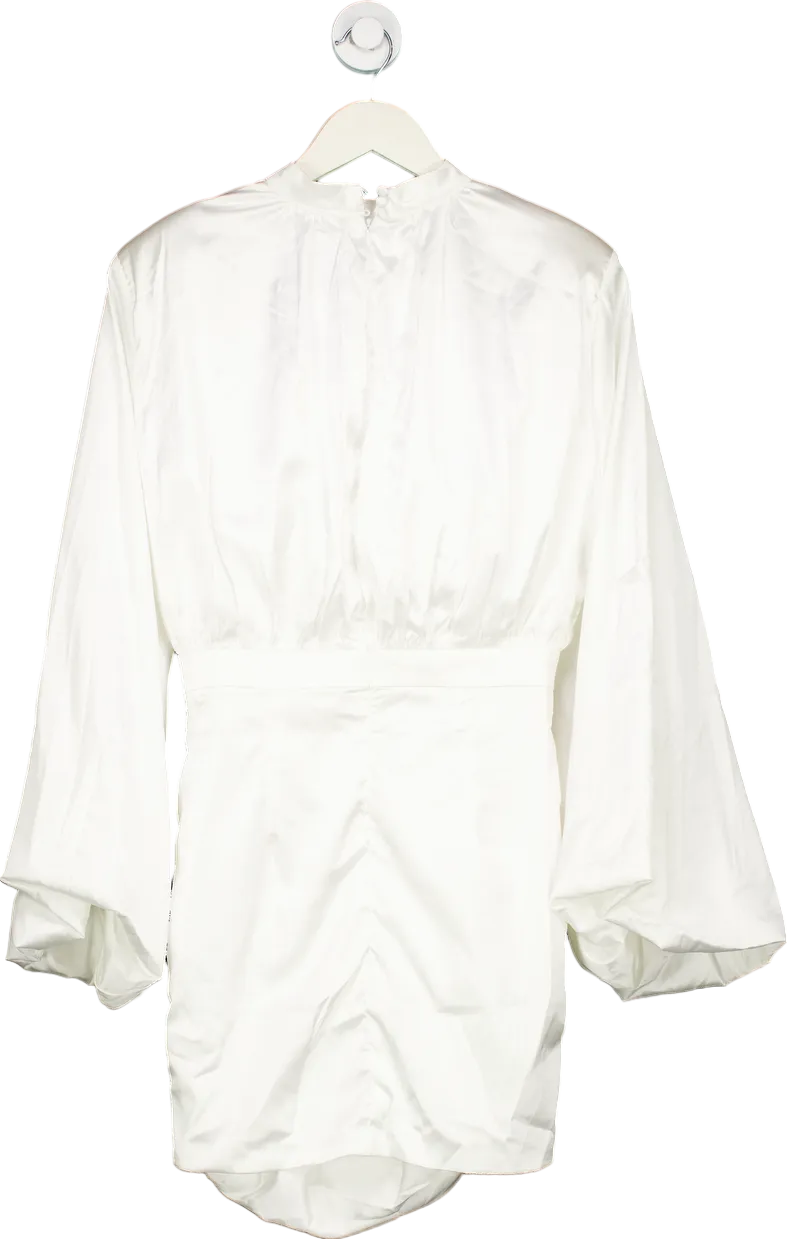 Fashion Nova Ivory Sharing Secrets Satin Mini Dress UK S