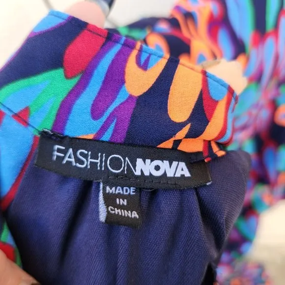 FASHION NOVA Wings Of A Feather Maxi Dress - Navy