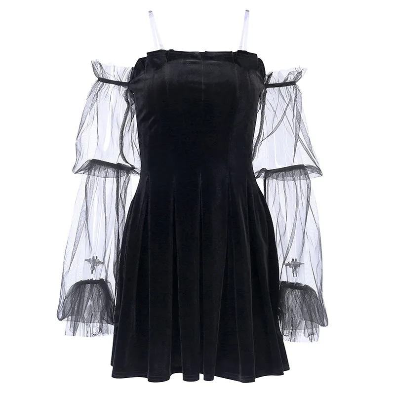 Fashion puff sleeve off shoulder dress yc23123