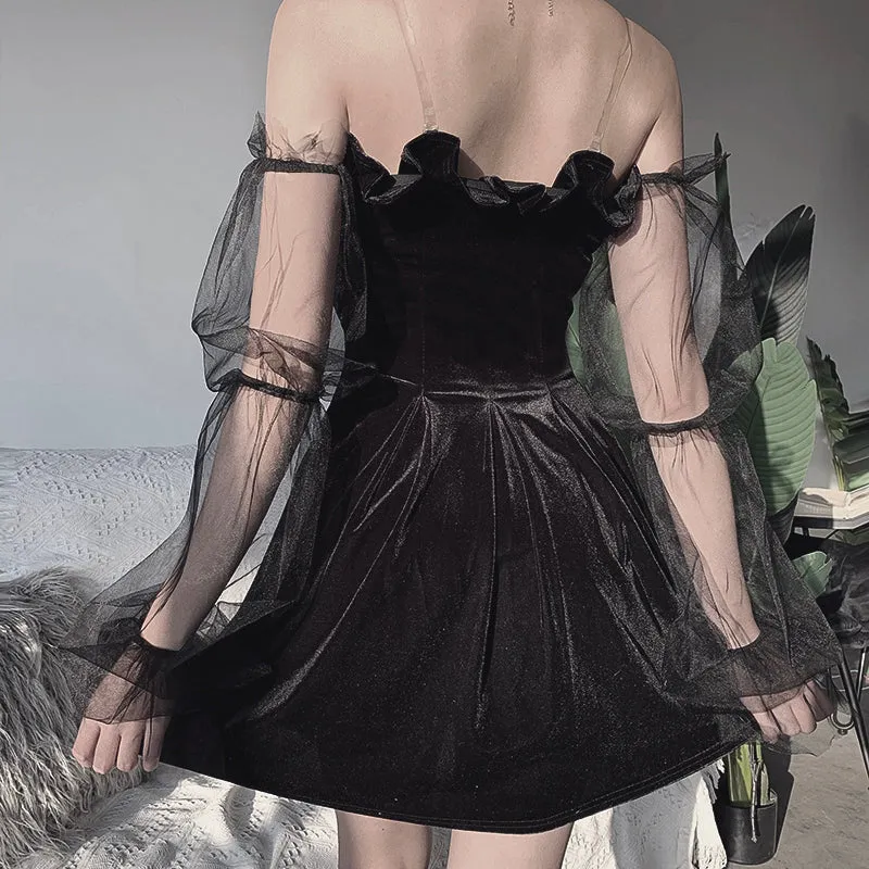 Fashion puff sleeve off shoulder dress yc23123