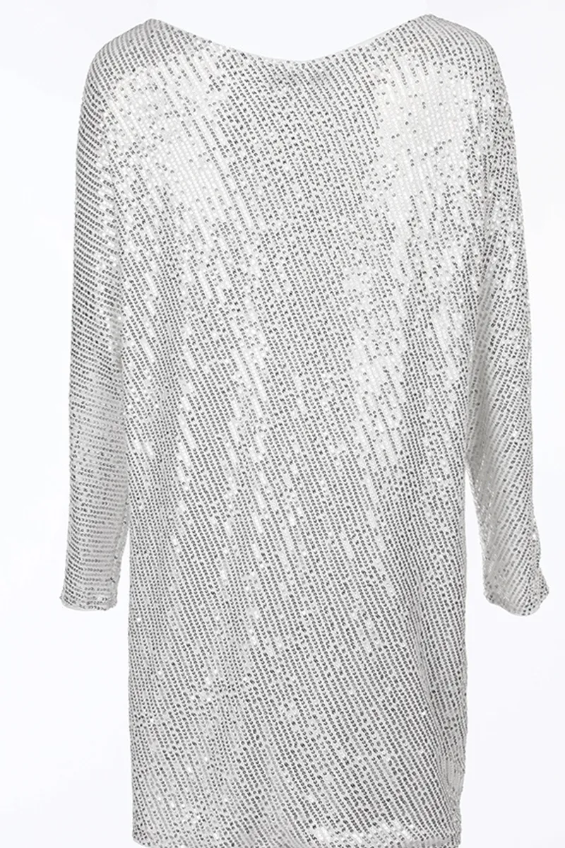 Fashion Solid Sequins One Shoulder Straight Dresses