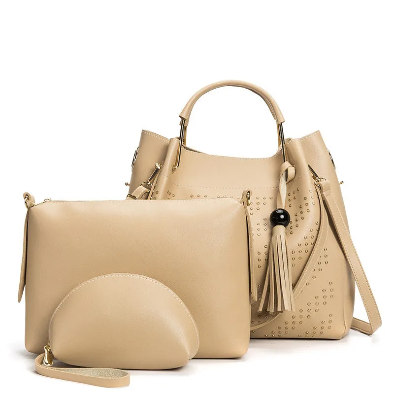 Fashion Trend Ladies Handbag Rivet Diagonal Package Three-piece Suit