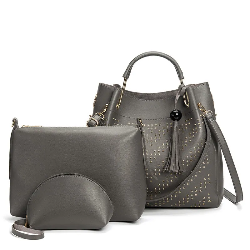 Fashion Trend Ladies Handbag Rivet Diagonal Package Three-piece Suit
