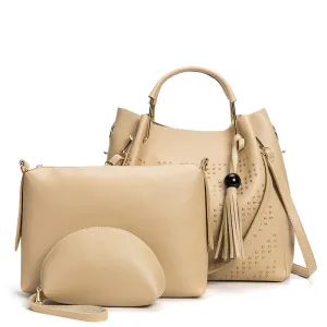 Fashion Trend Ladies Handbag Rivet Diagonal Package Three-piece Suit