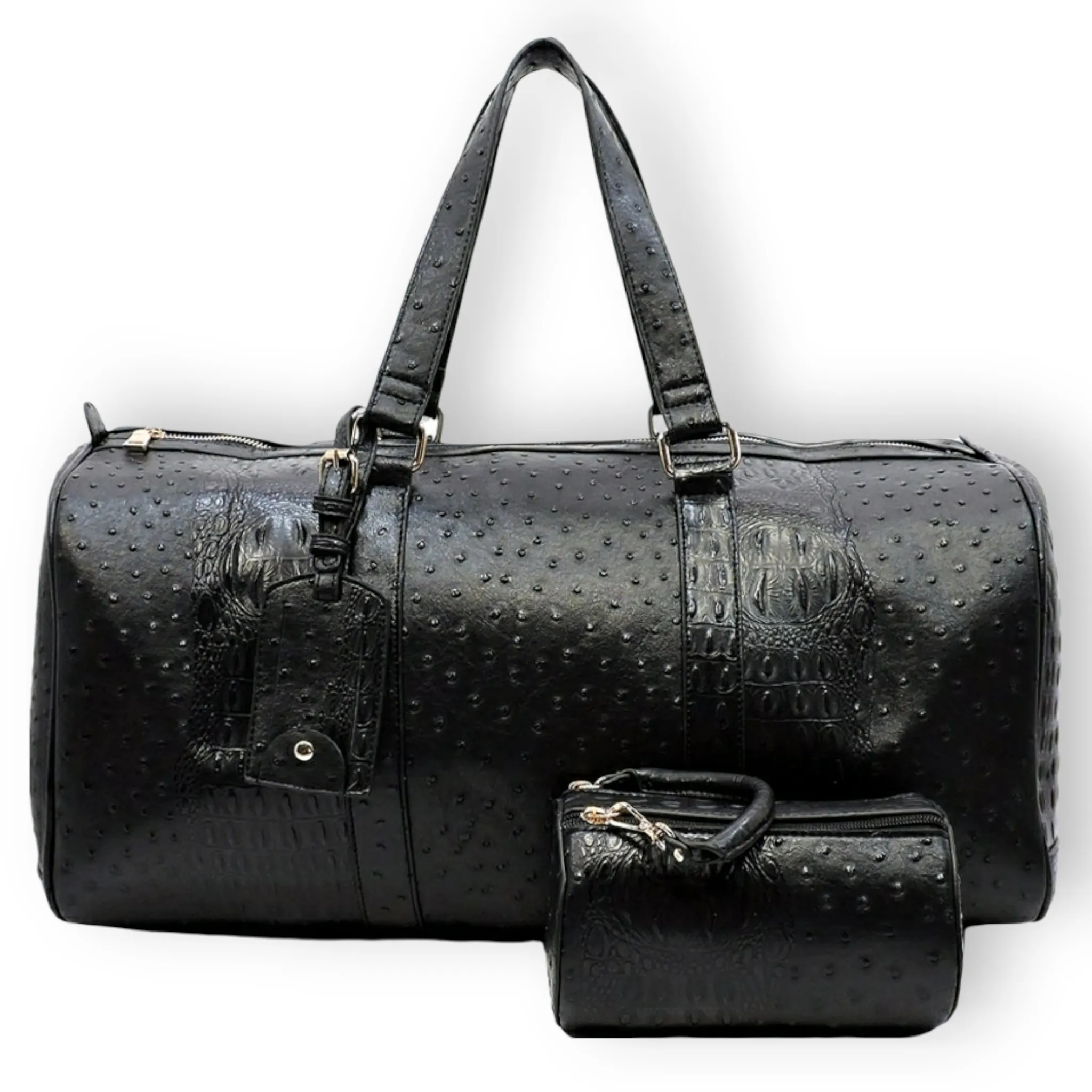 Faux Ostrich Embossed Weekend Bag w/ Pouch