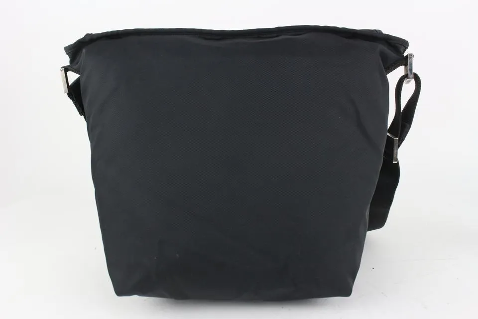 Fendi Black Silver Plaque Messenger Bag 1013f24