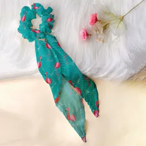 Ferosh Green Flamingo Scarf Scrunchie