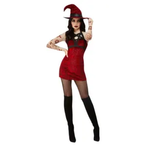 Fever Satanic Witch Costume, Red
