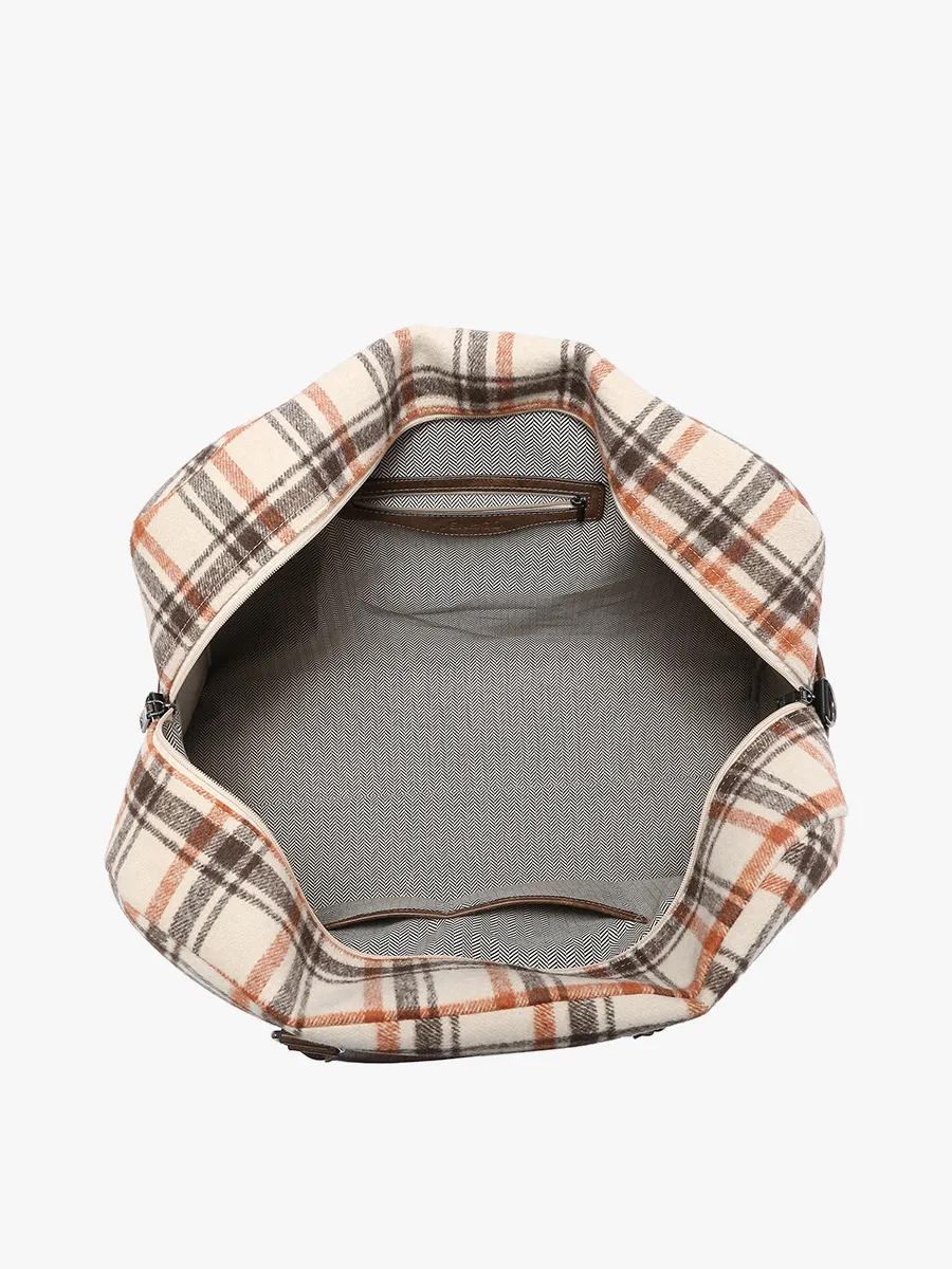Florence Duffle Bag/Weekender: Plaid-Olive