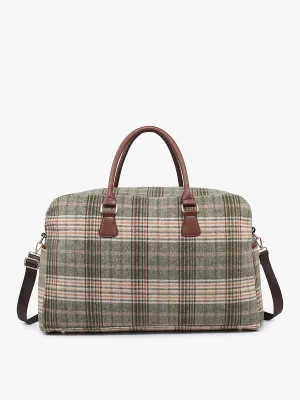 Florence Duffle Bag/Weekender: Plaid-Olive