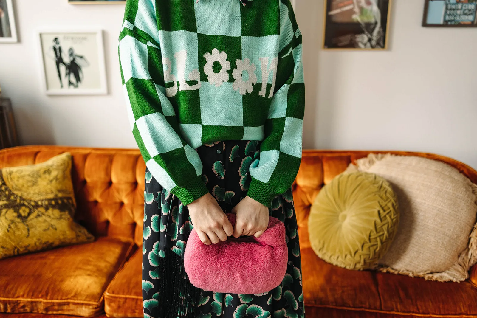florence fluffy handbag in pink