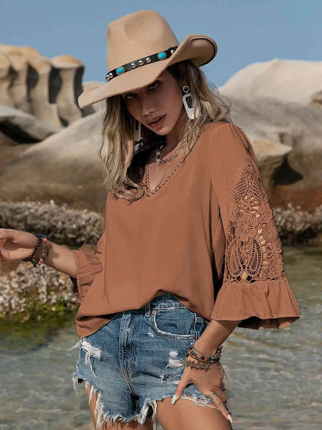 Flounce Sleeve Blouse