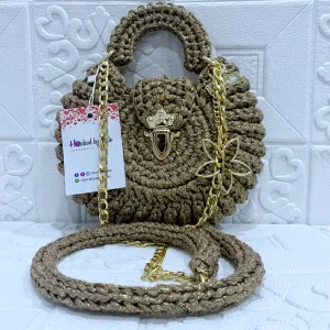 'Fola' Spikes Crochet bag in Glitter Gold