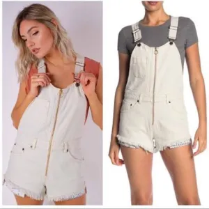Free People Sunkissed Denim Short Overall Size 6