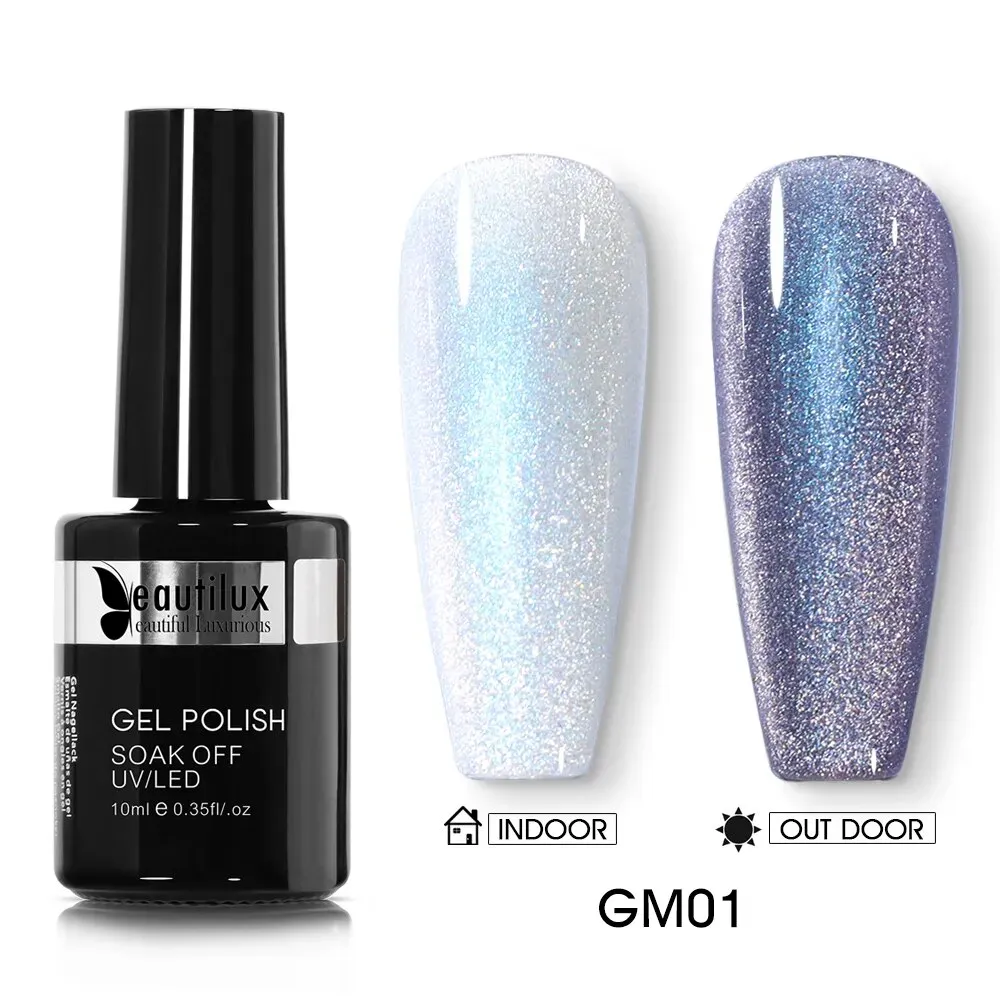 GalaxySpark Beaut Magnetic Cat Eye Nail Gel Polish - Holographic Rainbow 4D 9D Chameleon Nail Art