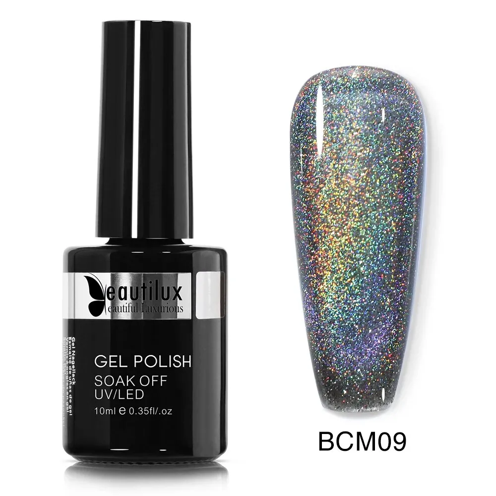 GalaxySpark Beaut Magnetic Cat Eye Nail Gel Polish - Holographic Rainbow 4D 9D Chameleon Nail Art