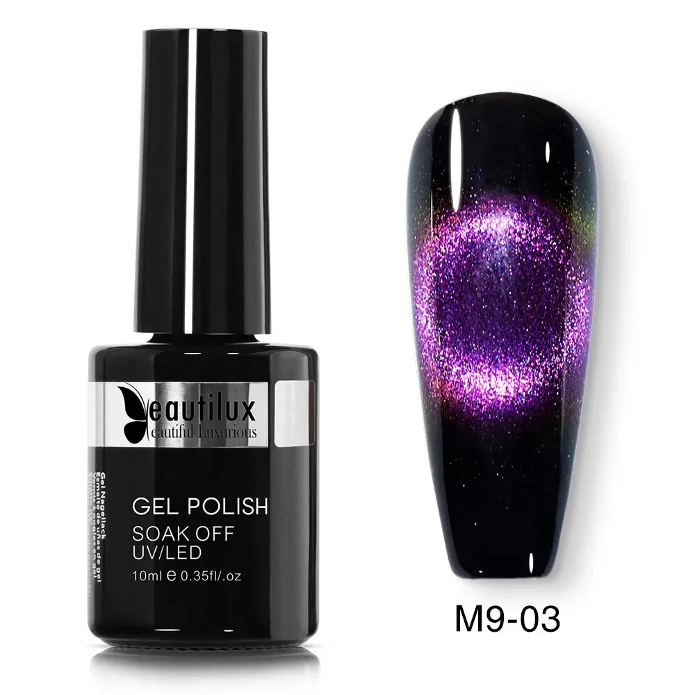 GalaxySpark Beaut Magnetic Cat Eye Nail Gel Polish - Holographic Rainbow 4D 9D Chameleon Nail Art