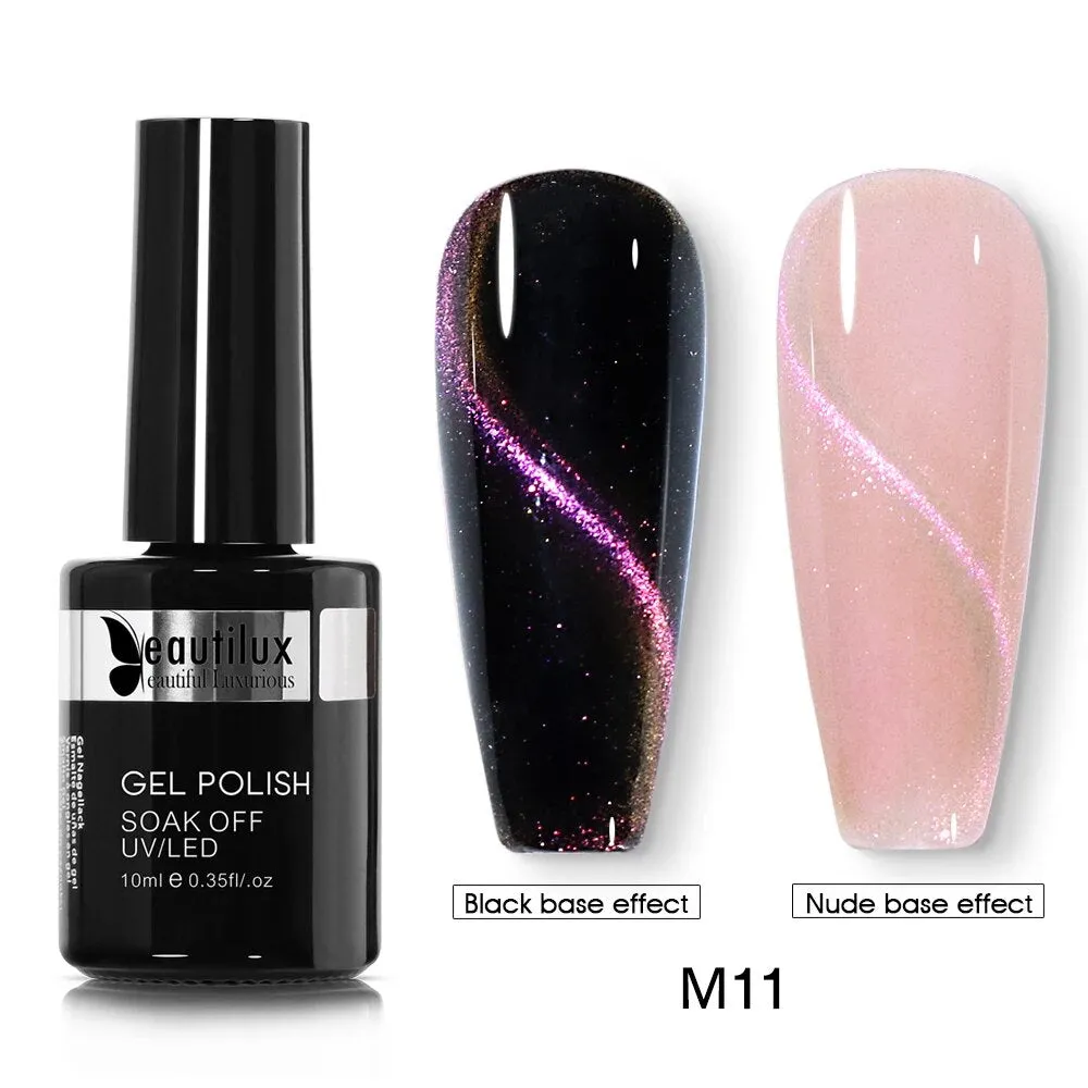 GalaxySpark Beaut Magnetic Cat Eye Nail Gel Polish - Holographic Rainbow 4D 9D Chameleon Nail Art