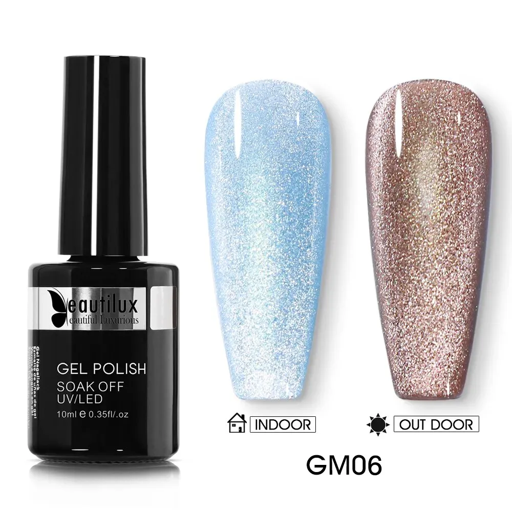 GalaxySpark Beaut Magnetic Cat Eye Nail Gel Polish - Holographic Rainbow 4D 9D Chameleon Nail Art