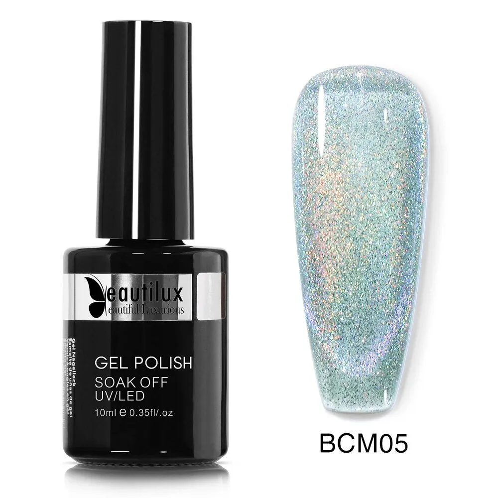 GalaxySpark Beaut Magnetic Cat Eye Nail Gel Polish - Holographic Rainbow 4D 9D Chameleon Nail Art