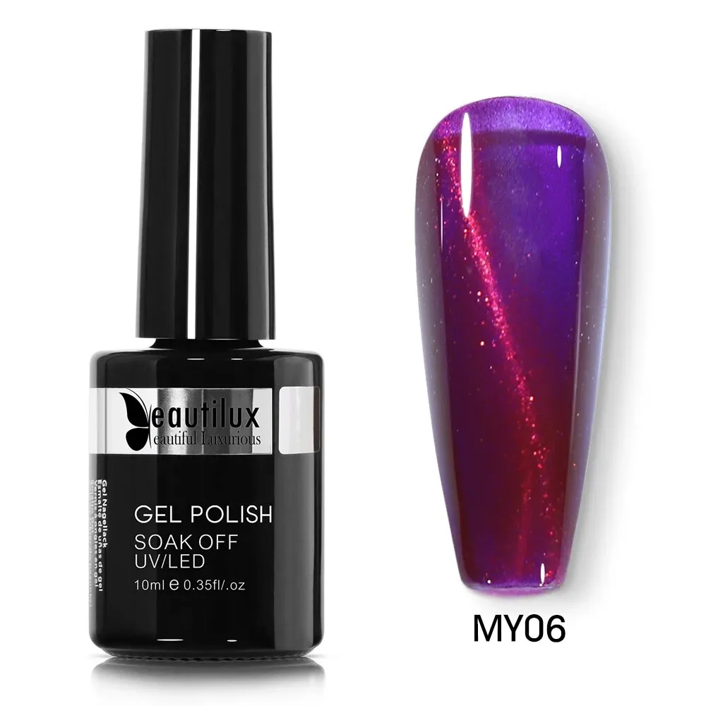 GalaxySpark Beaut Magnetic Cat Eye Nail Gel Polish - Holographic Rainbow 4D 9D Chameleon Nail Art