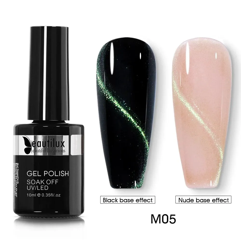 GalaxySpark Beaut Magnetic Cat Eye Nail Gel Polish - Holographic Rainbow 4D 9D Chameleon Nail Art