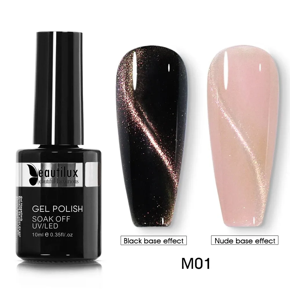 GalaxySpark Beaut Magnetic Cat Eye Nail Gel Polish - Holographic Rainbow 4D 9D Chameleon Nail Art