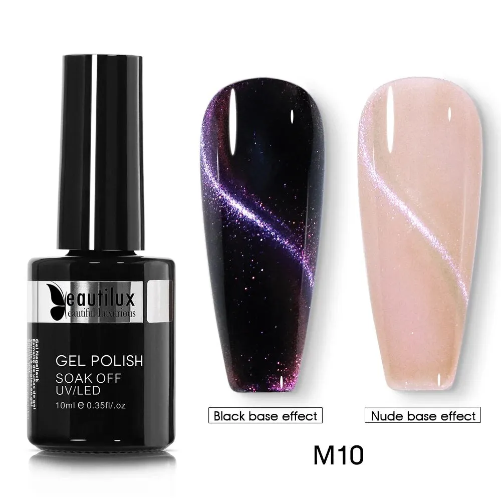 GalaxySpark Beaut Magnetic Cat Eye Nail Gel Polish - Holographic Rainbow 4D 9D Chameleon Nail Art