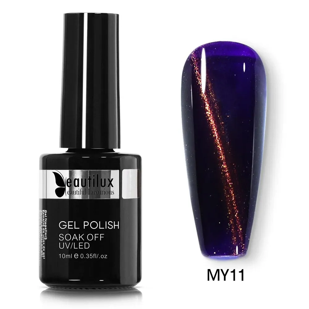 GalaxySpark Beaut Magnetic Cat Eye Nail Gel Polish - Holographic Rainbow 4D 9D Chameleon Nail Art