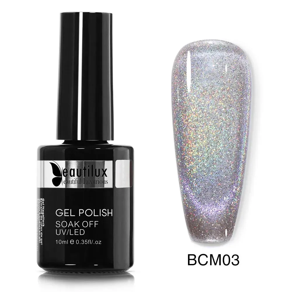 GalaxySpark Beaut Magnetic Cat Eye Nail Gel Polish - Holographic Rainbow 4D 9D Chameleon Nail Art