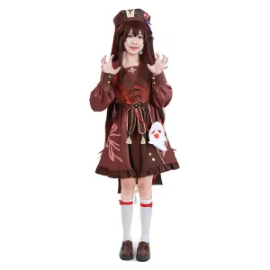 Genshin Impact Hutao Cosplay Costume Lolita Dress Outfits Halloween Carnival Suit cossky®