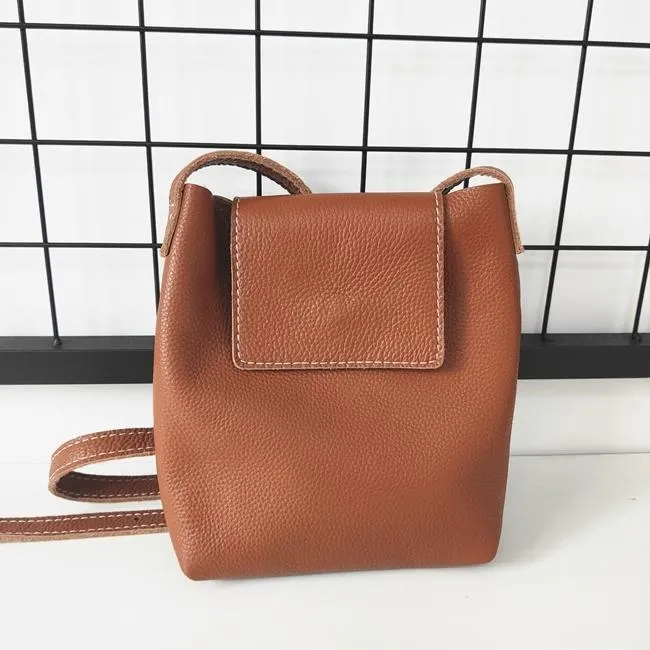 Genuine Black Leather Womens Bucket Brown Side Bag Vertical White Shoulder Bag For Womens Green Leather Crossbody Bag