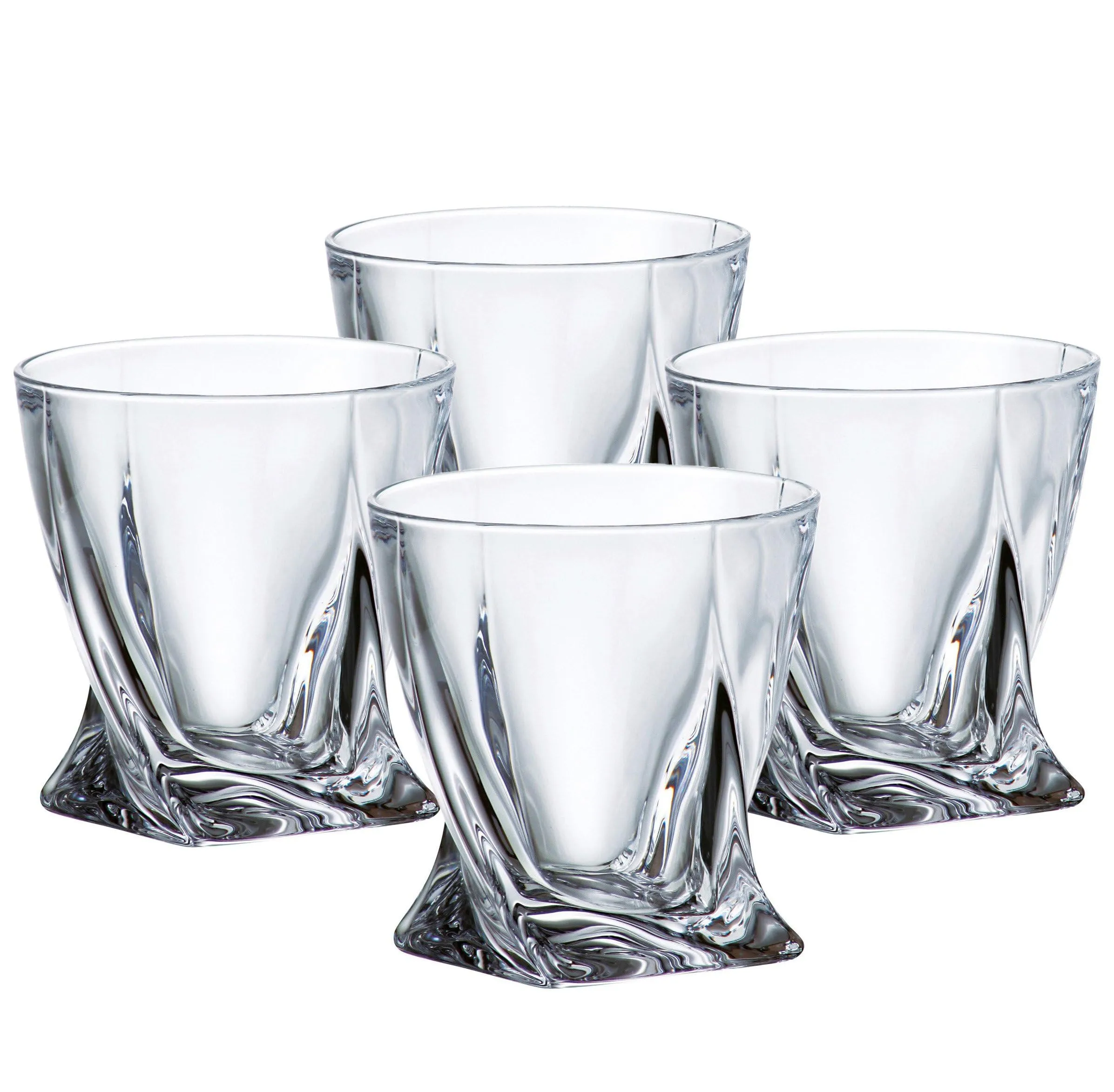 GIFTS PLAZA Double Old Fashion Diamond Glassware, 10 oz. - DOF Bar Glasses, Set of 4 (4)