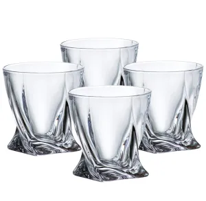 GIFTS PLAZA Double Old Fashion Diamond Glassware, 10 oz. - DOF Bar Glasses, Set of 4 (4)