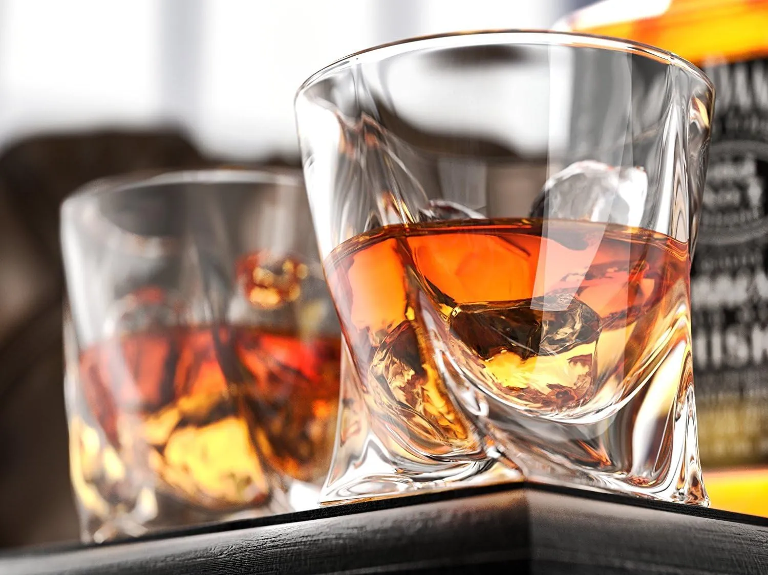 GIFTS PLAZA Double Old Fashion Diamond Glassware, 10 oz. - DOF Bar Glasses, Set of 4 (4)
