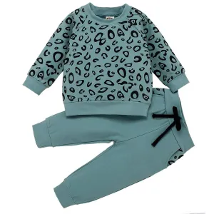 Girls Boys Leopard Print Cotton Long Sleeve Outfit