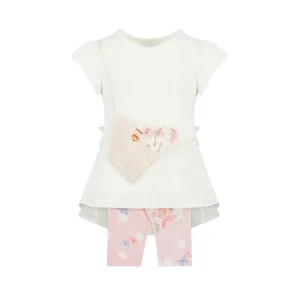 Girls White Bag Legging Set