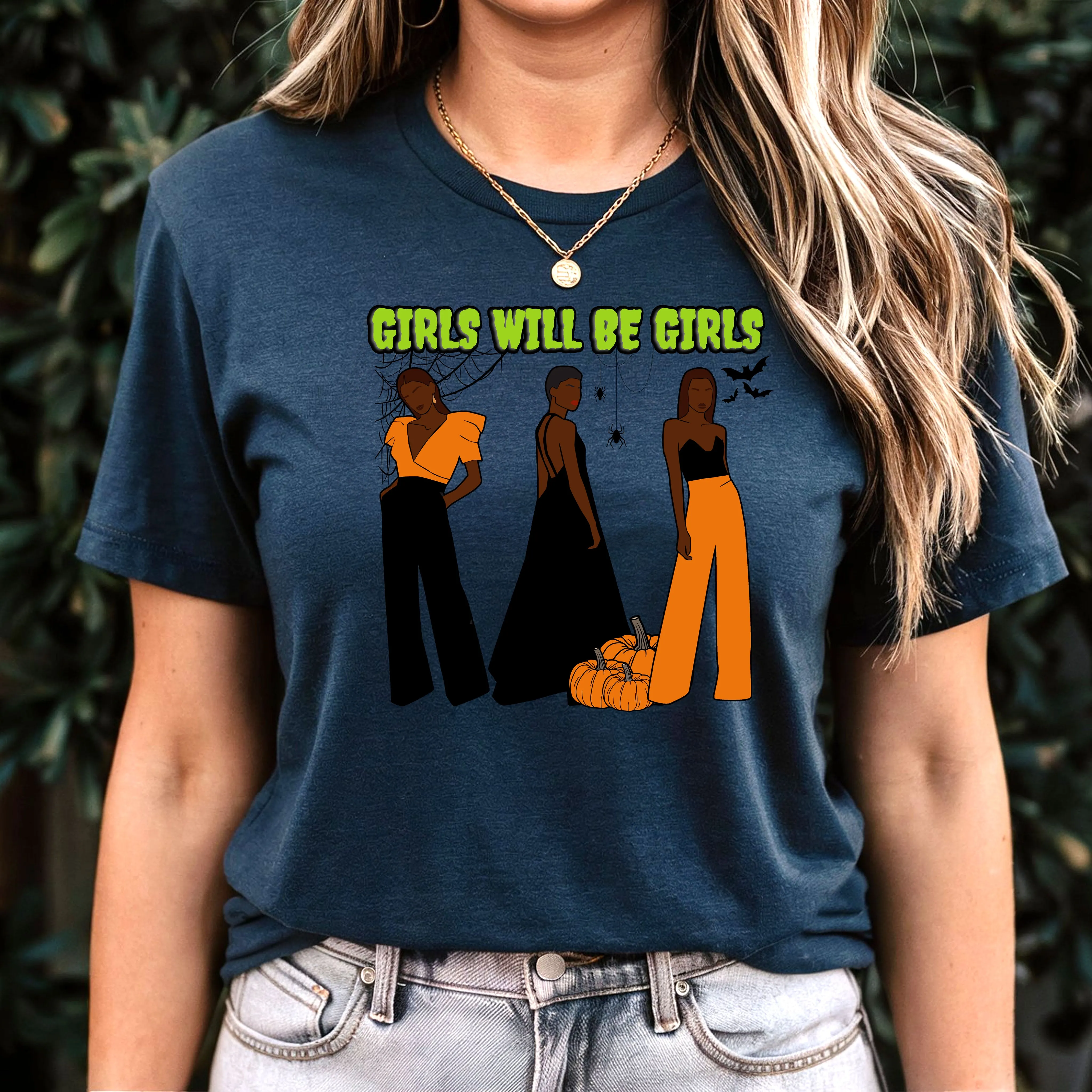 Girls Will Be Girls Shirt, Fashion Black Girl Halloween Shirt, Vintage Halloween Women Shirt, Spooky Season Shirt, Black Girl Halloween Gift