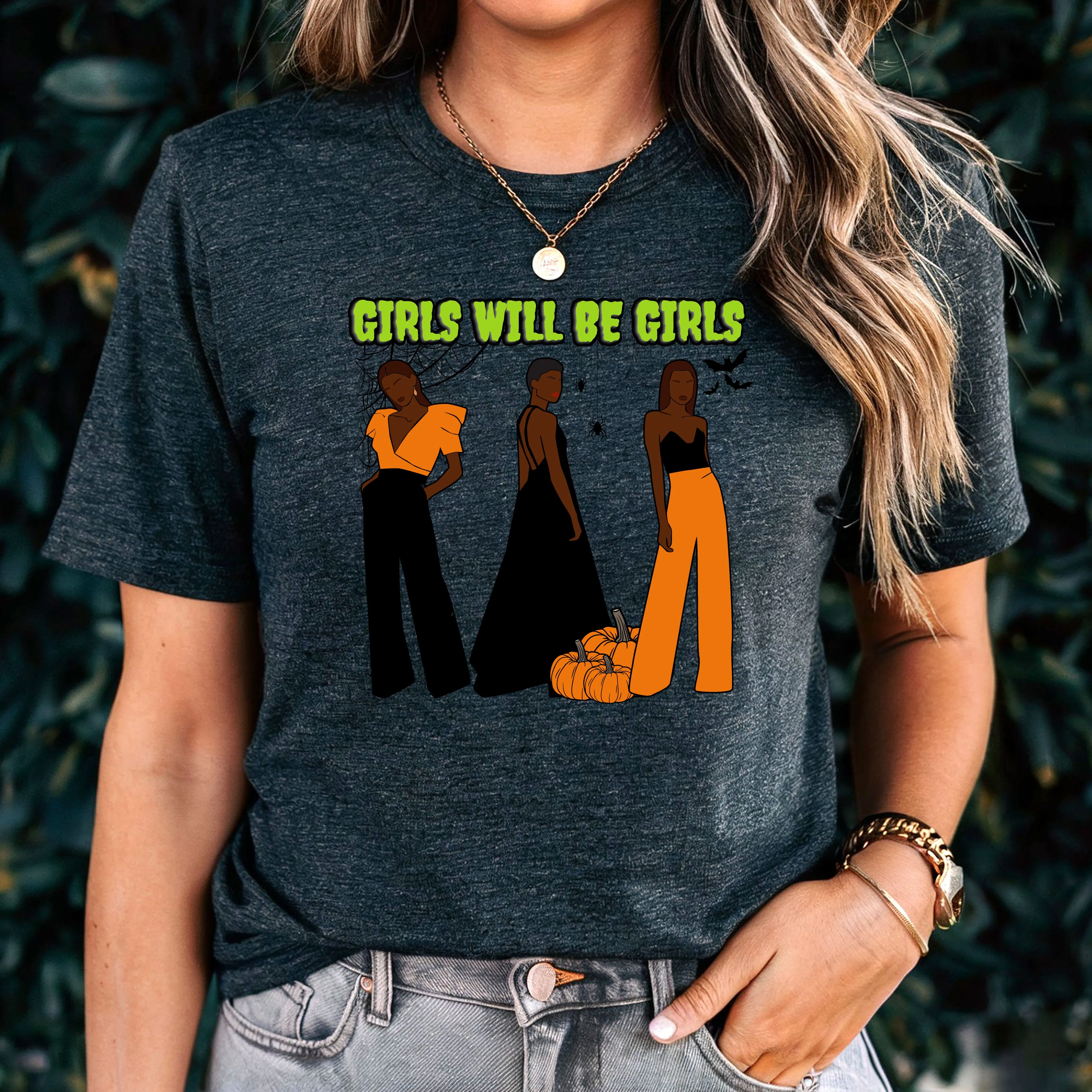 Girls Will Be Girls Shirt, Fashion Black Girl Halloween Shirt, Vintage Halloween Women Shirt, Spooky Season Shirt, Black Girl Halloween Gift
