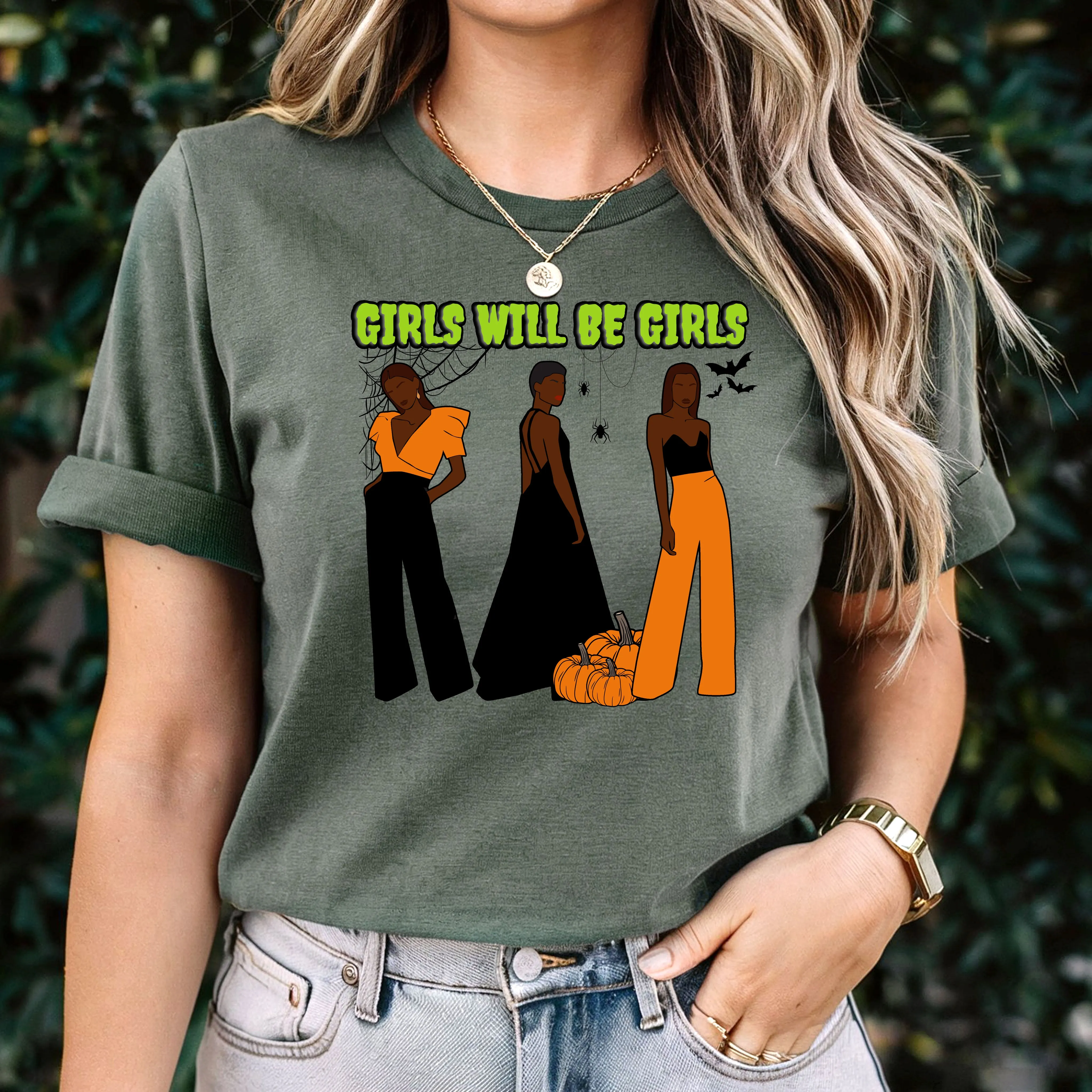 Girls Will Be Girls Shirt, Fashion Black Girl Halloween Shirt, Vintage Halloween Women Shirt, Spooky Season Shirt, Black Girl Halloween Gift