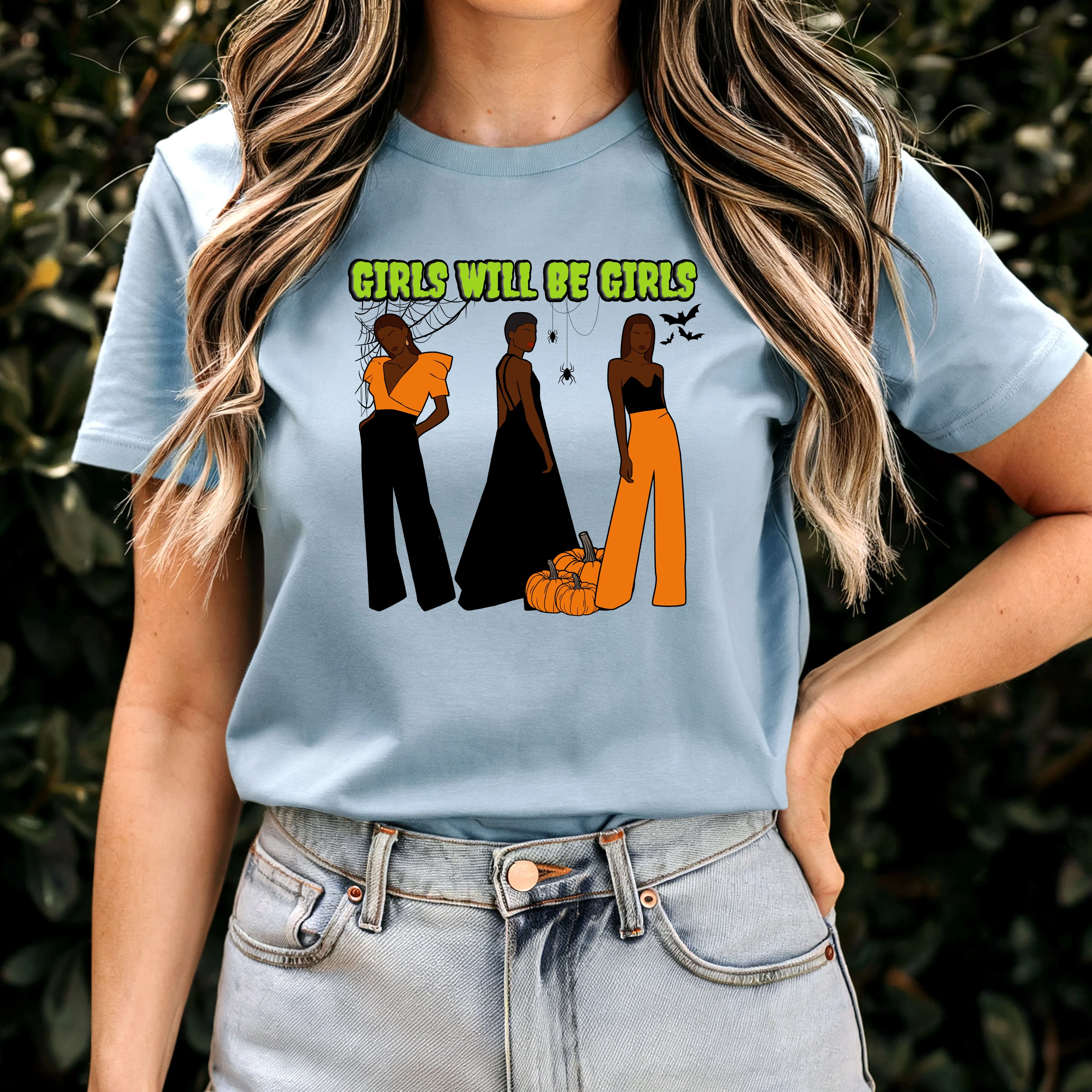 Girls Will Be Girls Shirt, Fashion Black Girl Halloween Shirt, Vintage Halloween Women Shirt, Spooky Season Shirt, Black Girl Halloween Gift