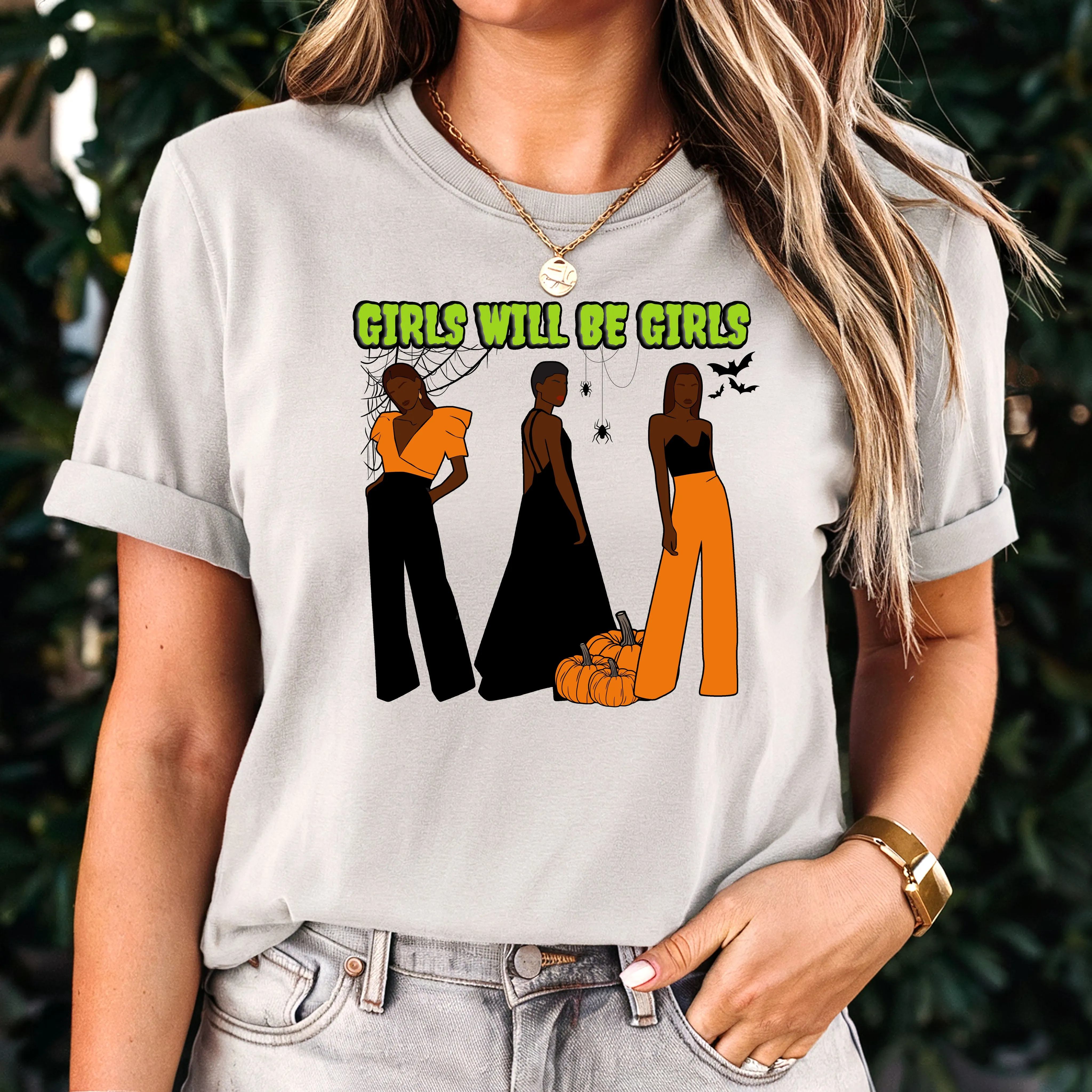 Girls Will Be Girls Shirt, Fashion Black Girl Halloween Shirt, Vintage Halloween Women Shirt, Spooky Season Shirt, Black Girl Halloween Gift