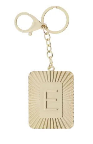 Gold Sunburst With "E" Initial Plate Keychain