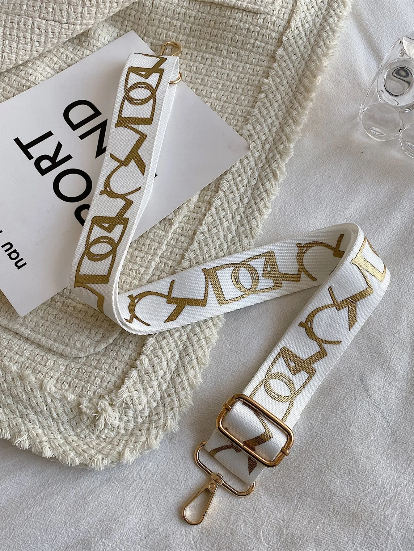 Graphic Print Bag Strap - White - FD ⚡