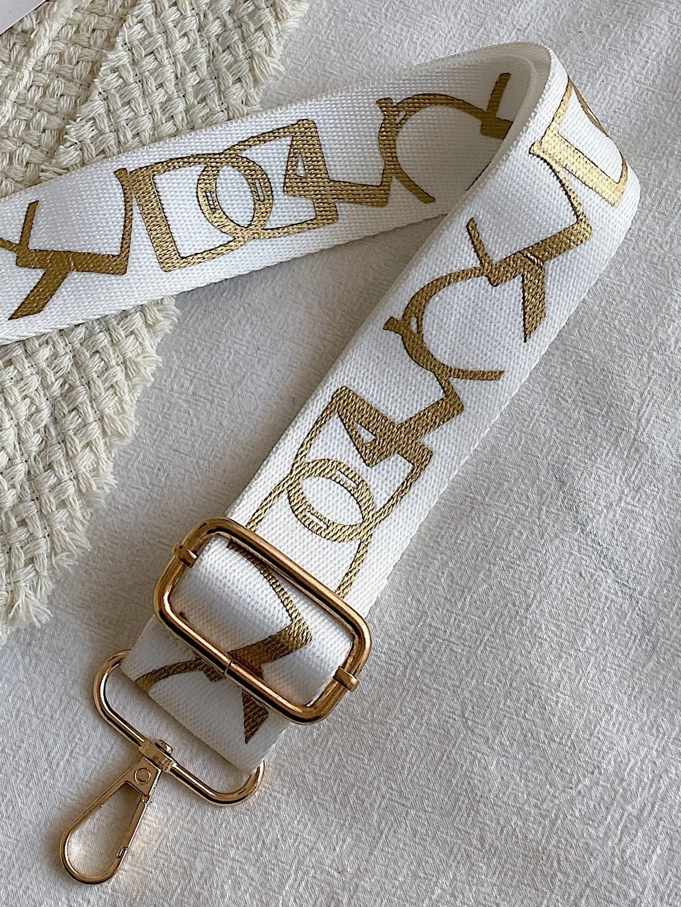 Graphic Print Bag Strap - White - FD ⚡
