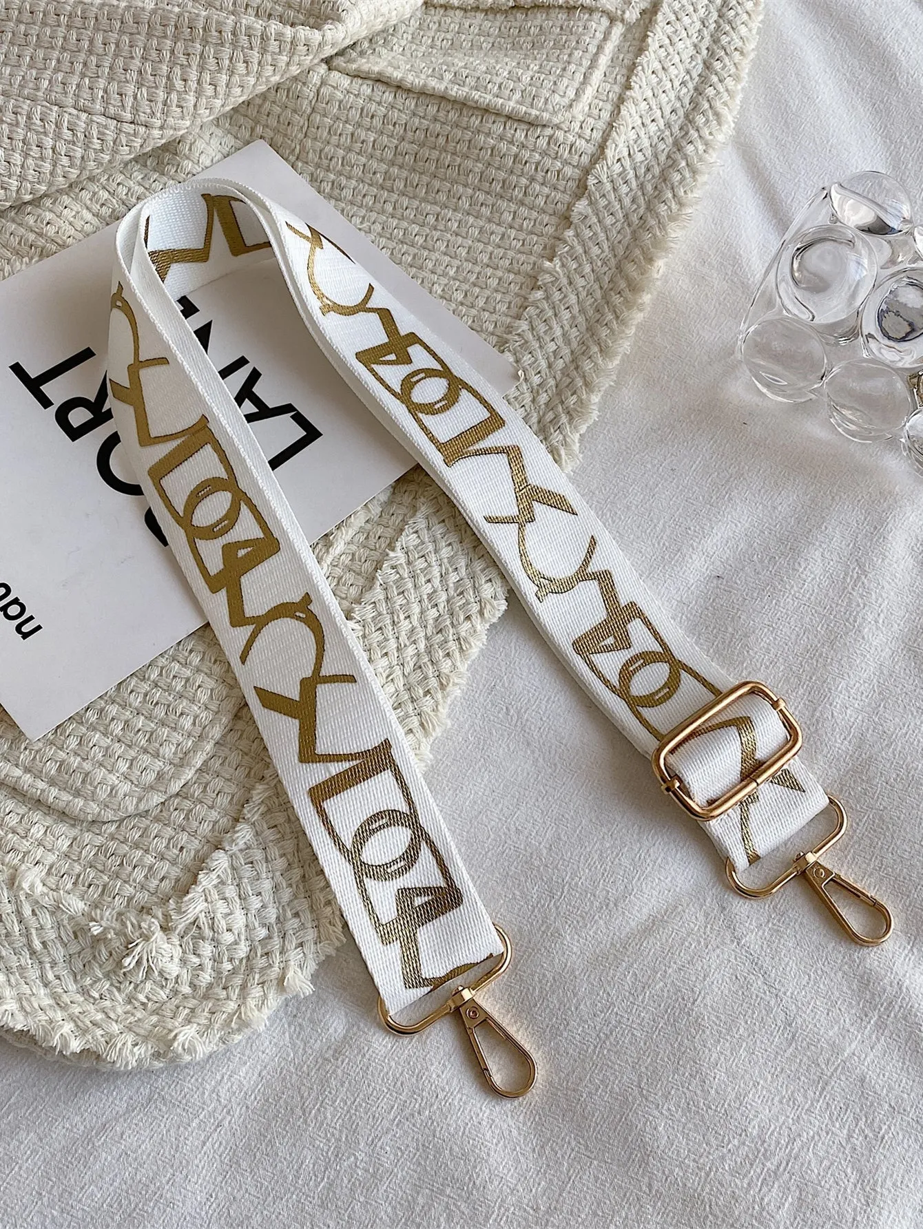 Graphic Print Bag Strap - White - FD ⚡