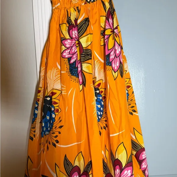 Grass-Fields Floral Off-Shoulder Midi Dress – Size 6