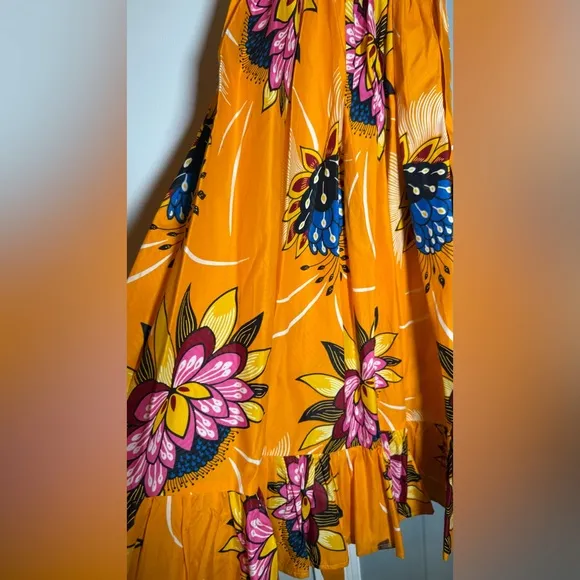 Grass-Fields Floral Off-Shoulder Midi Dress – Size 6